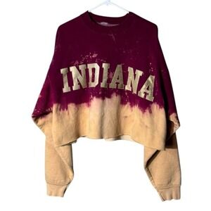 Vintage Y2K Indiana Cropped Sweatshirt Size XL Tie Dye Upscaled Bohemian Rare